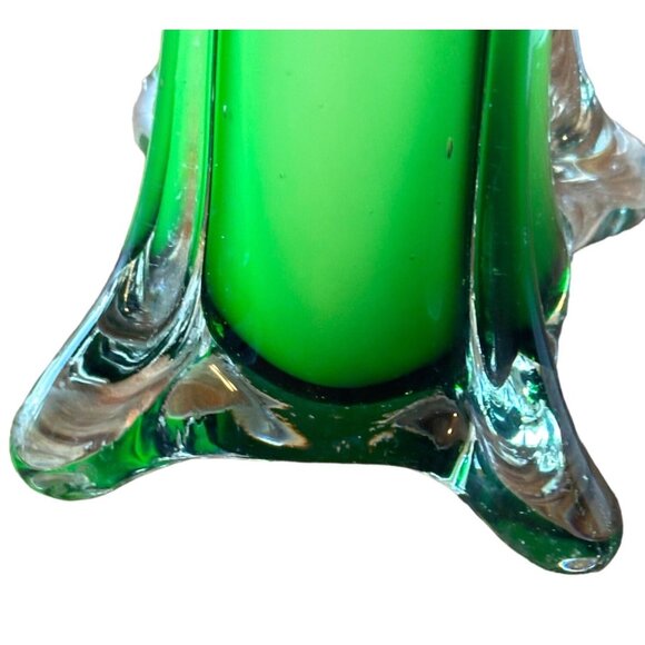 MCM Retro Green and White Vase 11 3/4” Tall - Picture 4 of 8